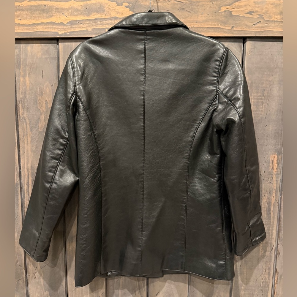 Black Italian Leather coat jacket women’s By Reportage R.G.A - Picture 4 of 8